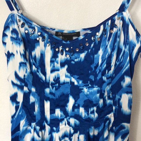 INC Rhinestone Embellished Satin IKAT Spaghetti Strap Maxi Sundress Dress 2 NWT - Picture 6 of 10